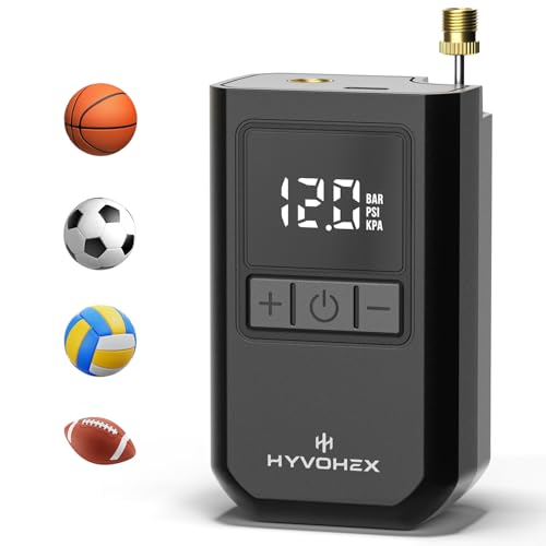 HYVOHEX Portable Electric Ball Pump with Digital LED Display Rechargeable Fast Inflation
