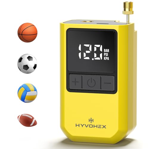 HYVOHEX Portable Electric Ball Pump with Digital LED Display Rechargeable Fast Inflation