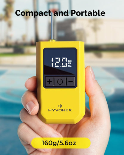 HYVOHEX Portable Electric Ball Pump with Digital LED Display Rechargeable Fast Inflation