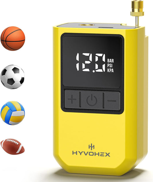HYVOHEX Portable Electric Ball Pump with Digital LED Display Rechargeable Fast Inflation