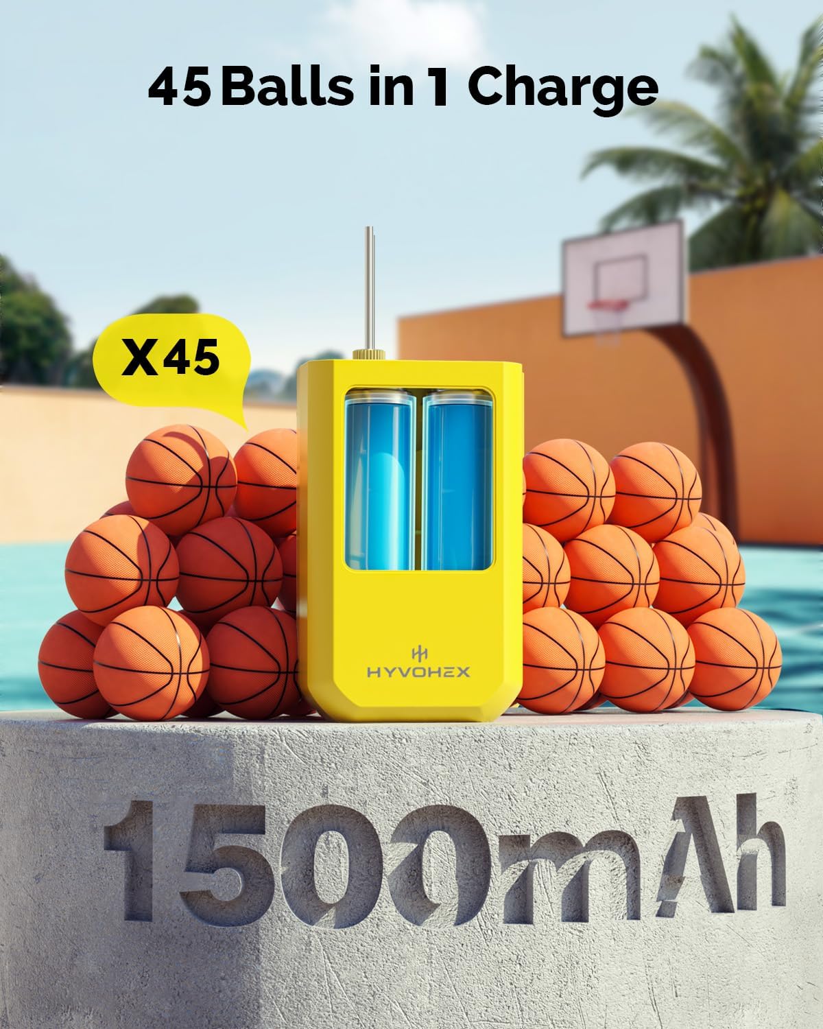HYVOHEX Portable Electric Ball Pump with Digital LED Display Rechargeable Fast Inflation